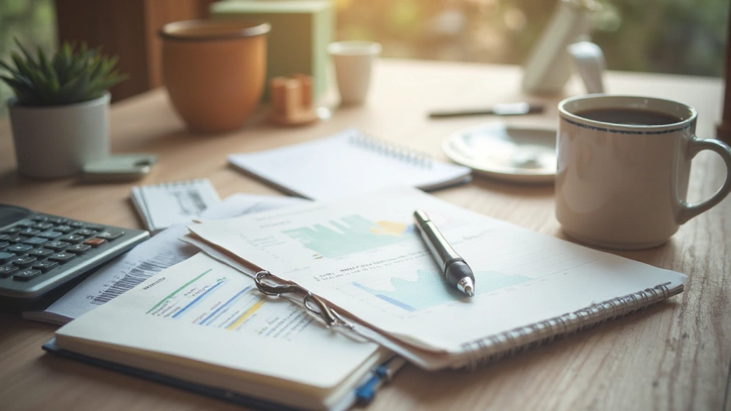 Stôl s rozpočtovacím plánom, kalkulačkou a poznámkami