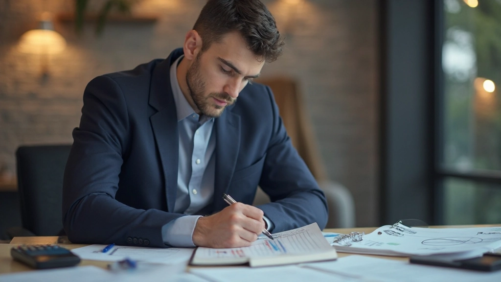 Profesionálny pracovný priestor s notebookmi a finančnými dokumentmi