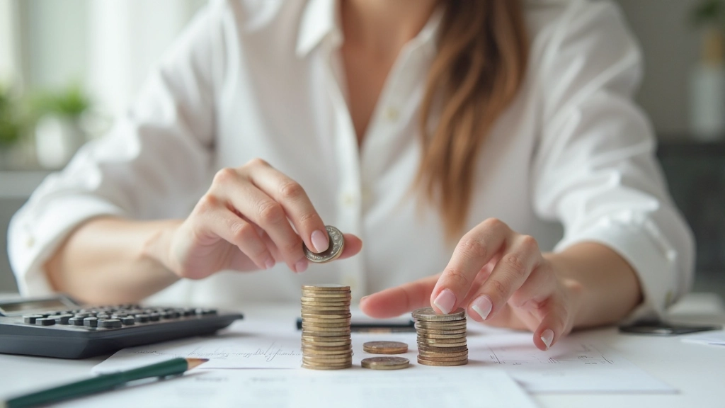 Výmena hotovosti a mincí na pracovnom stole s kalkulačkou